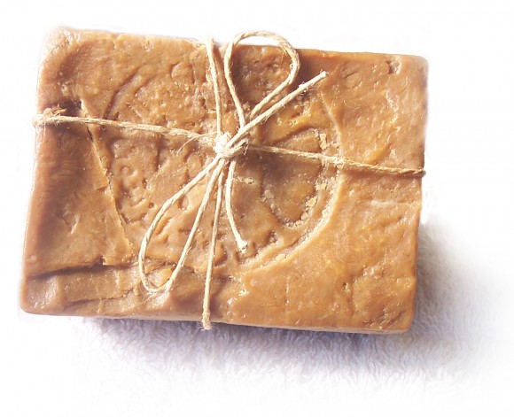 PHOTO: A bar of handmade soap wrapped with a twine bow.