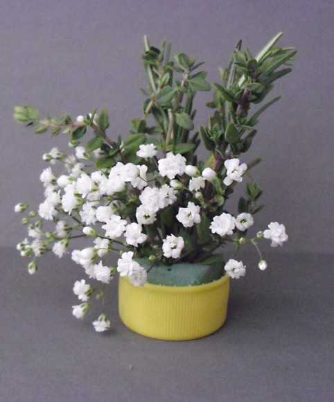 PHOTO: a tiny bouquet of baby's breath and thyme.