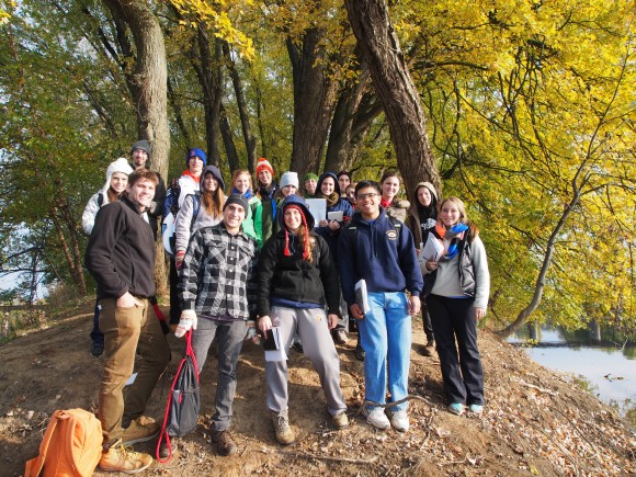 PHOTO: Dr. Martine's class poses for a group shot on a hike.