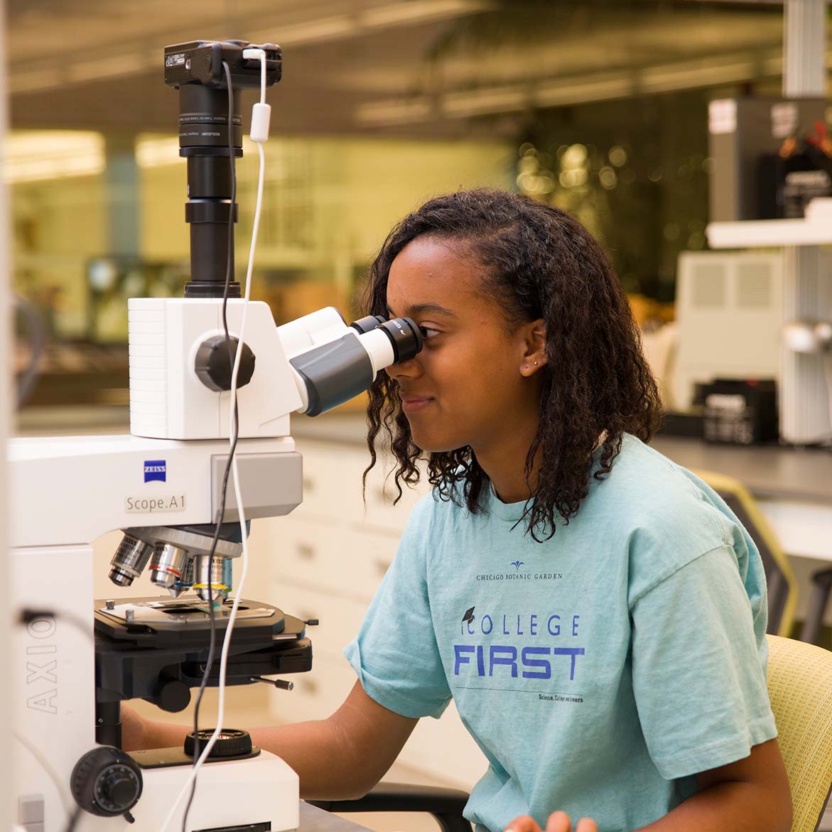 PHOTO: College First student working in the lab in 2013.