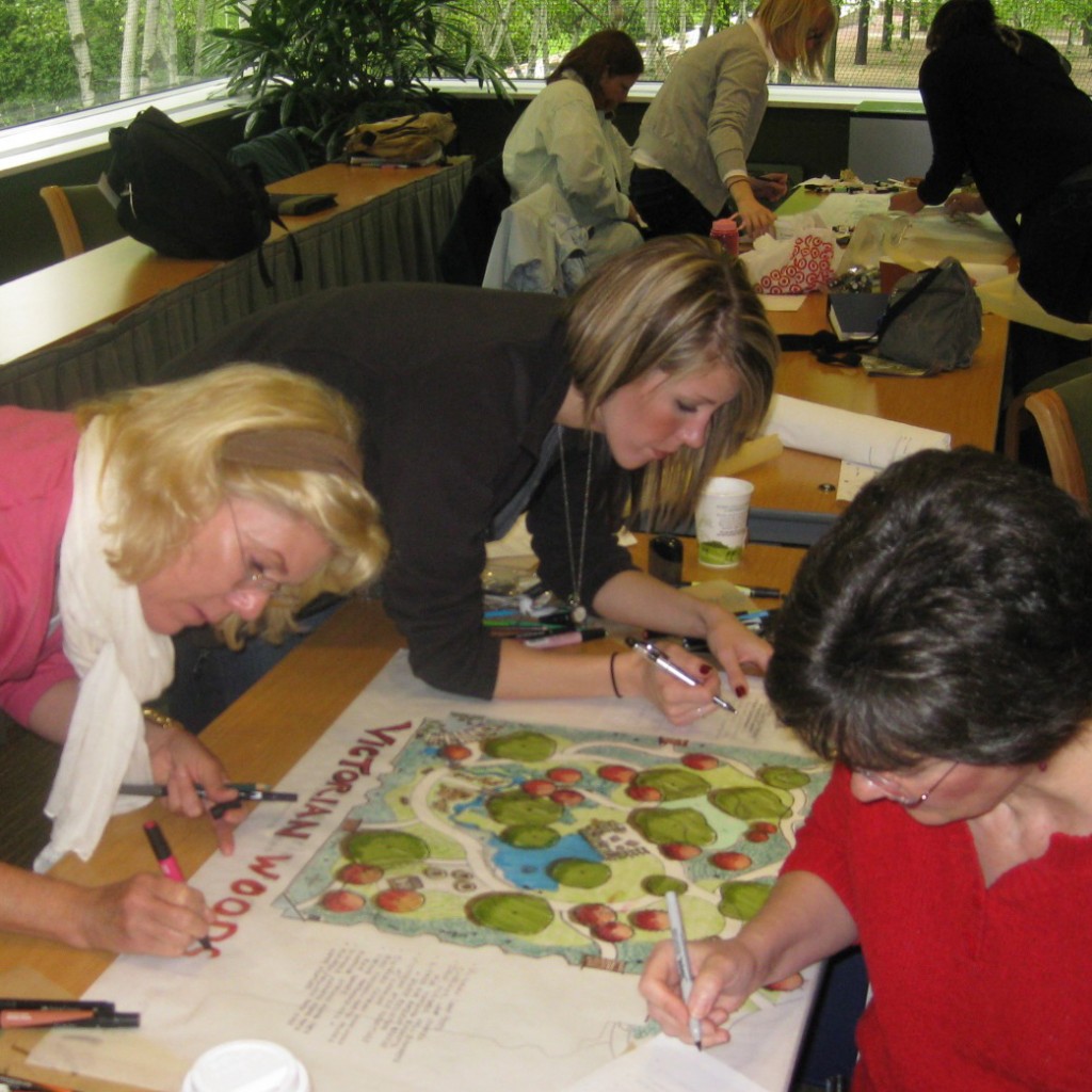 PHOTO: Healthcare Garden Design certificate program participants finalize a design.