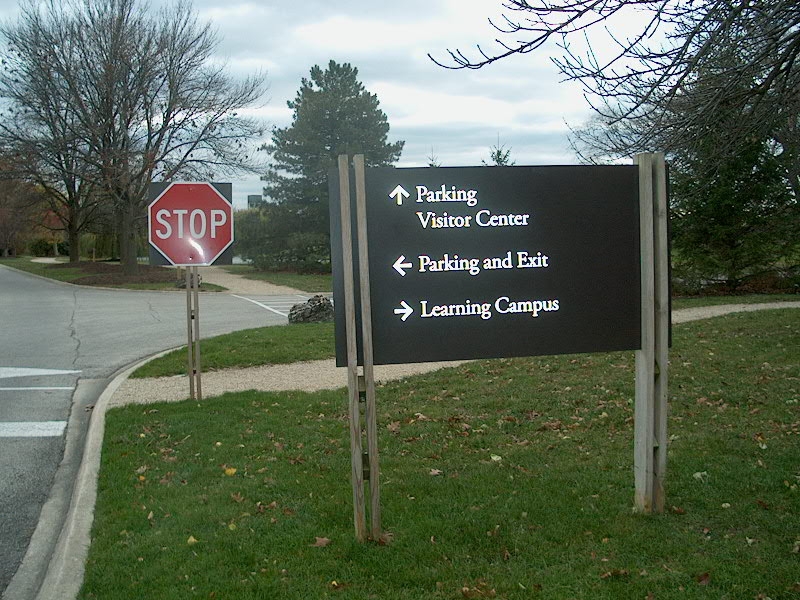 PHOTO: This sign tells visitors which way to drive to get to parking lots, visitor center, or learning campus.