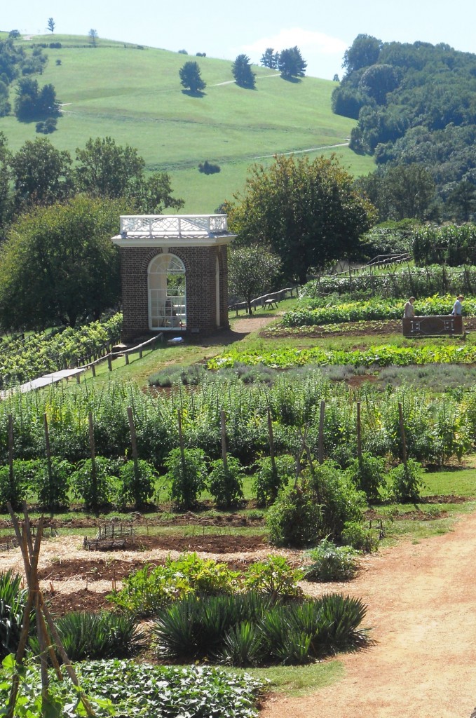 The vegetable garden at Monticello has a simple layout and a world-class view.