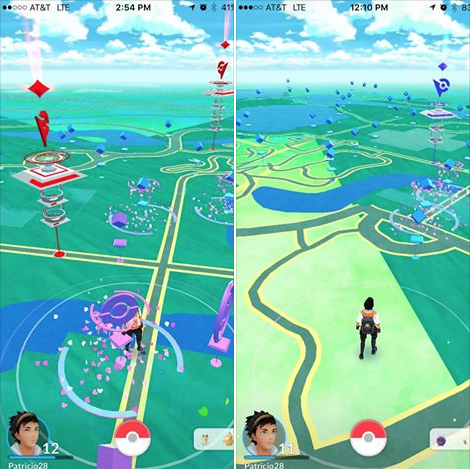 PHOTO: Screen shots of Pokémon GO game being played at the Garden.