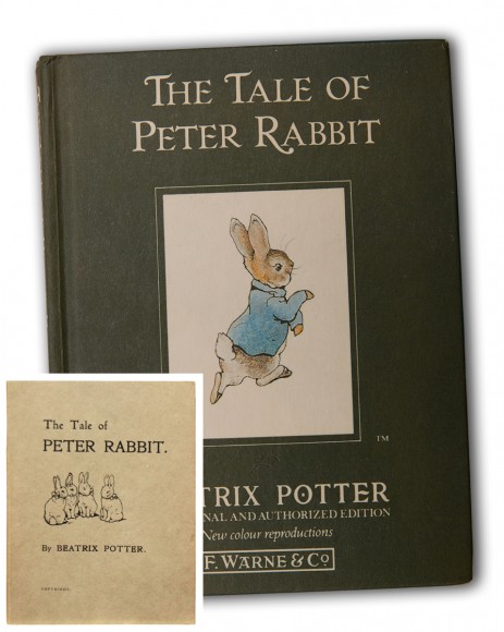 PHOTO: The Tale of Peter Rabbit, in both original black-and-white, and color editions.
