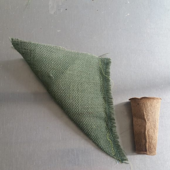 PHOTO: This shows what the burlap looks like after it is sewed in half.
