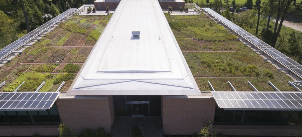 PHOTO: Aerial view of the PCSC green roof garden