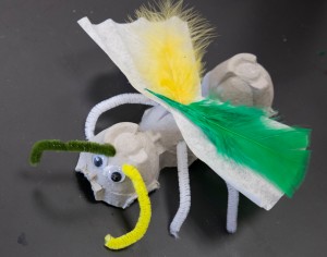 The finished egg carton insect.