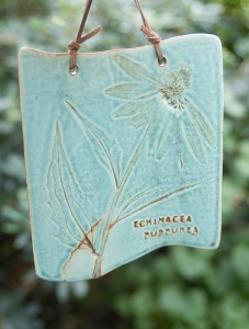 PHOTO: Prairie plant wall tile from Janet Austin's workshop at the Garden.