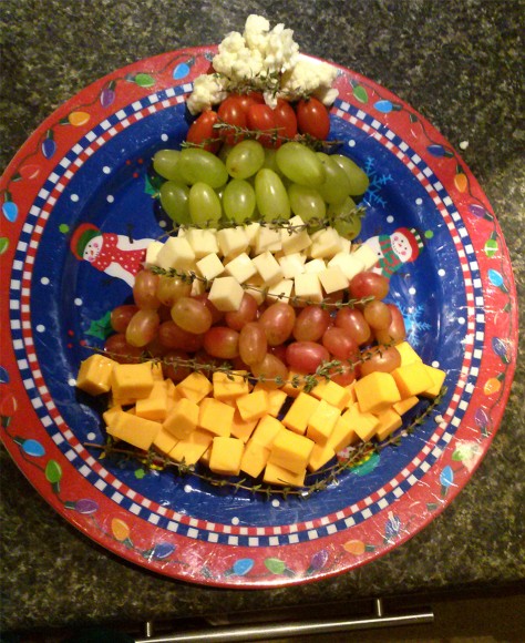 PHOTO: A cheese and fruit plate in a holiday theme is fun for kids to graze.